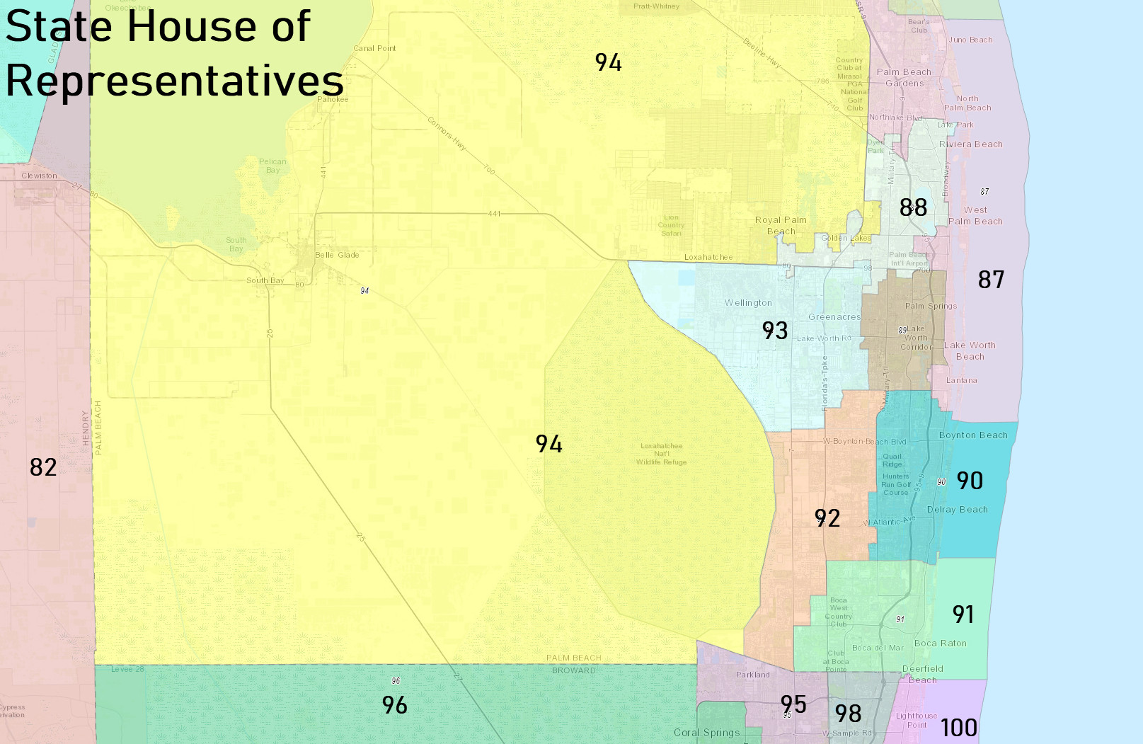 Map of Florida State House of Representatives Districts - <a href="https://redistricting.maps.arcgis.com/apps/View/index.html?appid=7bd994dee18448809be1a1a2110d323a" target="_blank">Click here to view an interactive map</a> (it will be opened in a new tab)